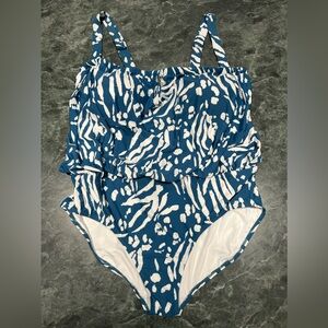 Anne Cole Women's Tunnel Blouson Front Keyhole One Piece Swimsuit NWT Size 22W